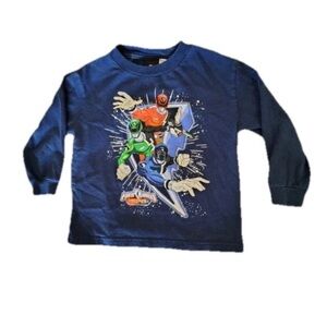 Y2K Power Rangers SPD Kids Long Sleeve T-Shirt Size 3T Blue Graphic 2000s Unisex